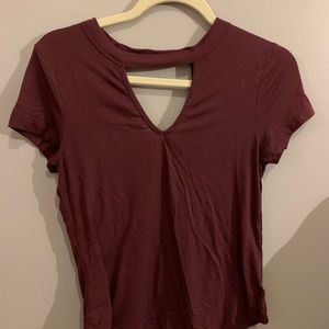 Selfie burgundy short sleeve shirt